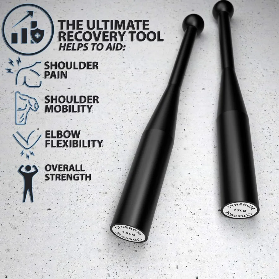 Indian Clubs 15lb (Pair) Power Clubs - Exercise Weight Club Bells - Grip and Forearm Strength Trainer - Sold in Pairs