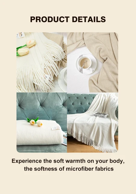 Nordic Knitted Tassels Fringe Sofa Blankets Cozy Lightweight Anti