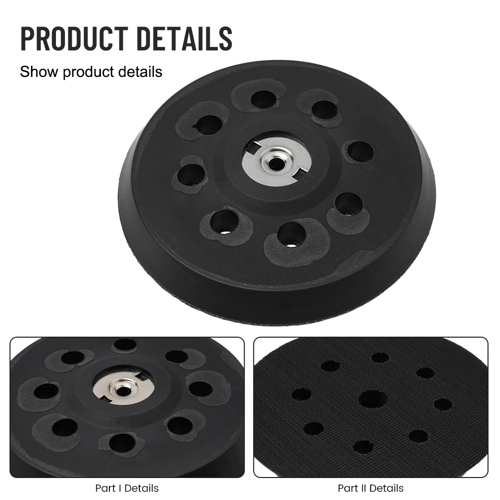 

1pcs Sanding Pad Plastic+PU Black 8 Holes 5 Inch 125mm For Metabo SXE 325 Intec 425 Sanders Power Tool Polishing Pad Accessorie