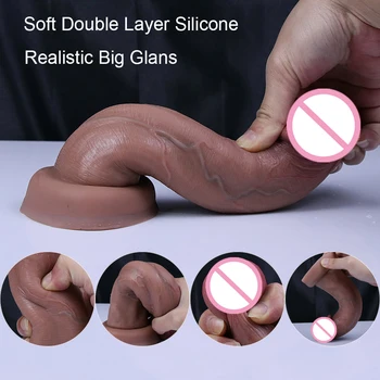 Realistic Dildos Big Glans With Suction Cup Vagina Anal Sex Toys For Woman Strapon Soft Penis Butt Plug Adults Cock Masturbator 2