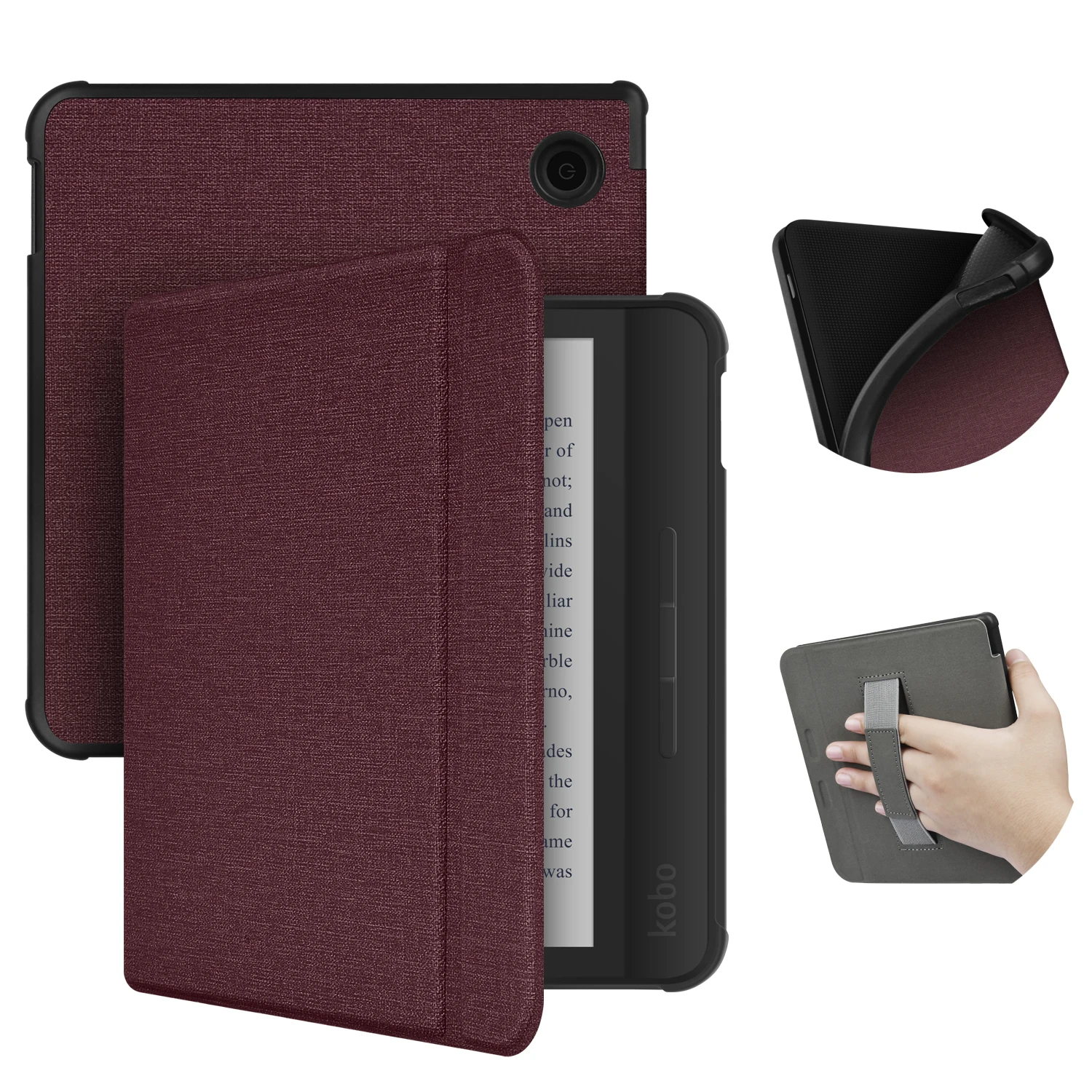 Kobo Libra Protective Case with Hand Strap and Sleep/Wake Feature - 7 Inch Ebook Cover