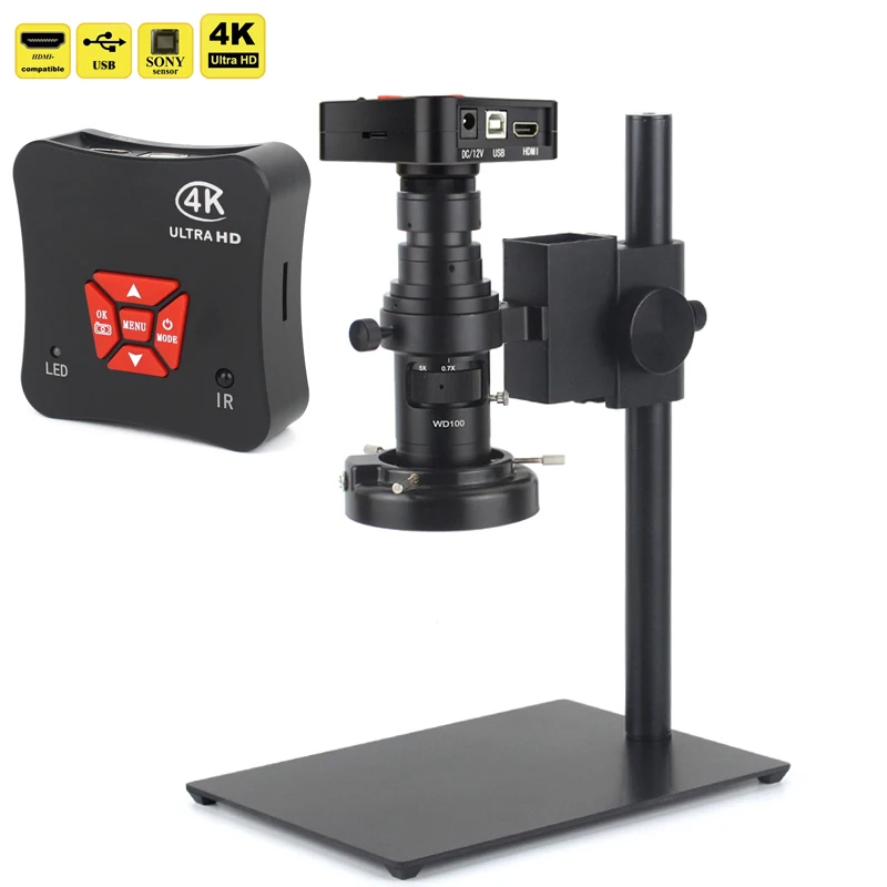 Full Hd 48Mp 4K Hdmi Usb Microscope Camera 200X C-Mount Lens Microscopio Digitale Elettronico Industriale Per Saldatura Di Riparazione Pcb