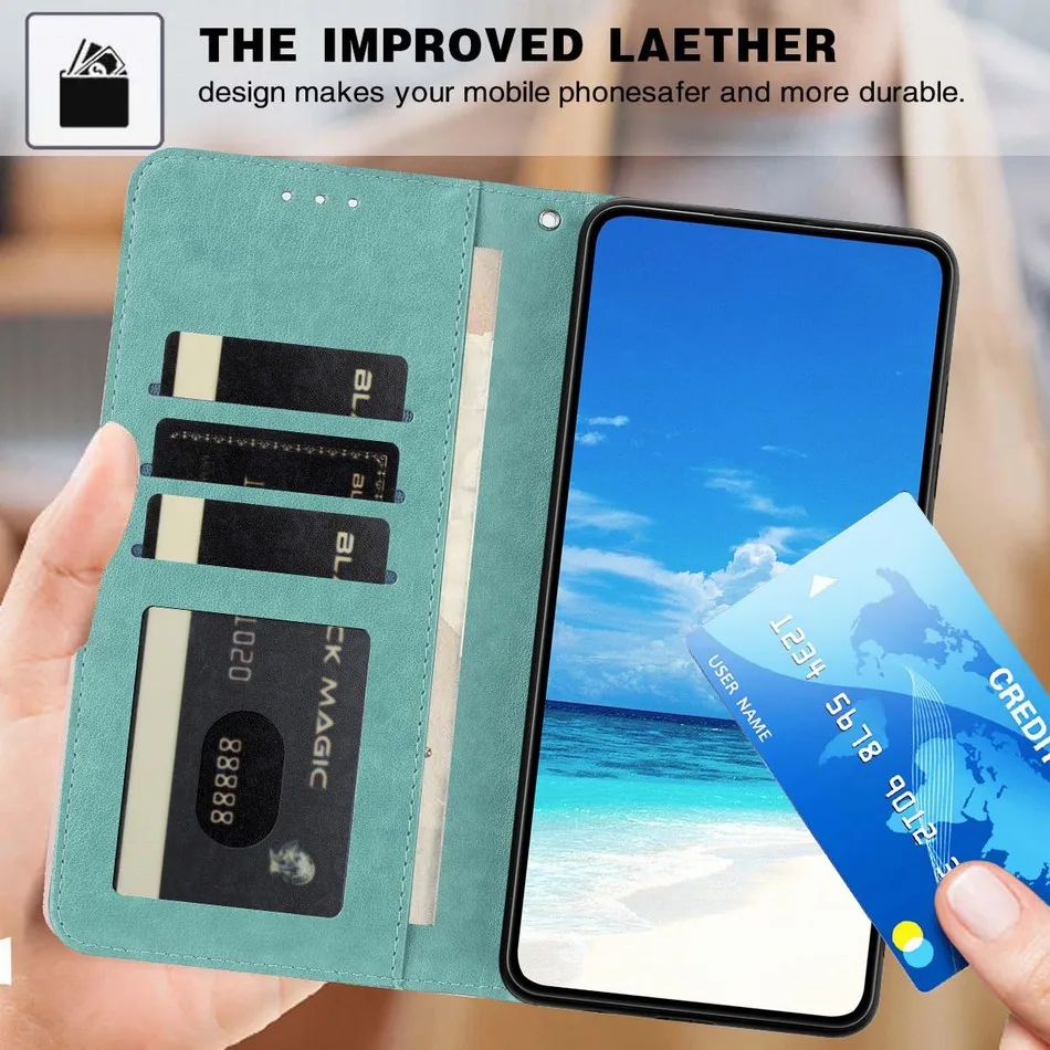 Litchi Pattern Leather Wallet Case - Premium Smartphone Cover