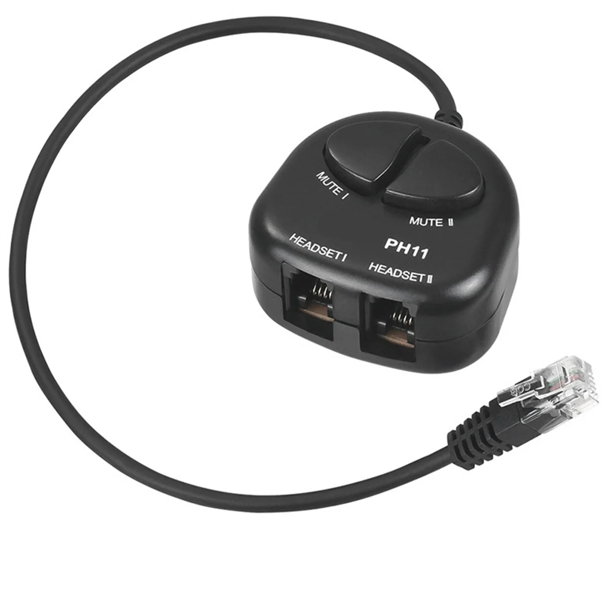 TWO Mute Switch Training Adapter Dual RJ9 Sockets to RJ9 Headset Male Plug for Call Center Headset Training Adapter 4P4C