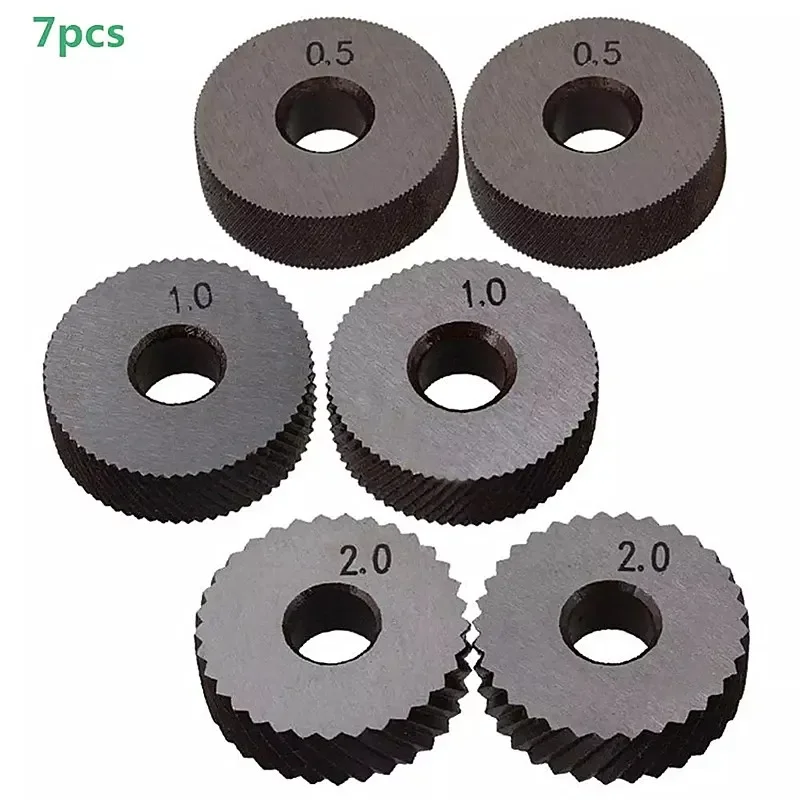 Dual Wheel Knurling Tool Kit 7pcs 0.5mm 1mm 2mm Wheel Linear Pitch Knurl Set Steel Lathe Cutter Knurling Tool Set