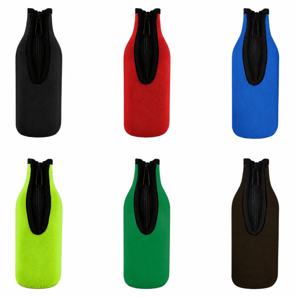 6 Pcs 330ml 맥주병 슬리브 지퍼 클로저가 있는 네오프렌 음료병 홀더 다채로운 맥주병 절연체 맥주병