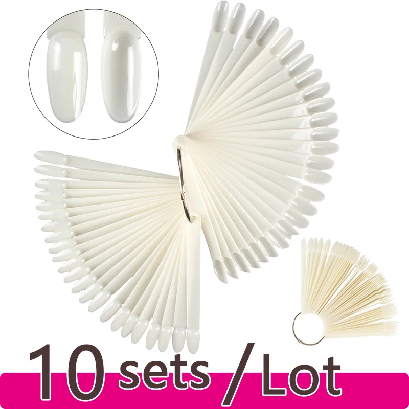 10 Set Punte Per Unghie Finte Clear Nature Black Nail Art Display Ovale Fan Style Nail Swatch Polish Stand Tips Pratica Strumenti Per Manicure