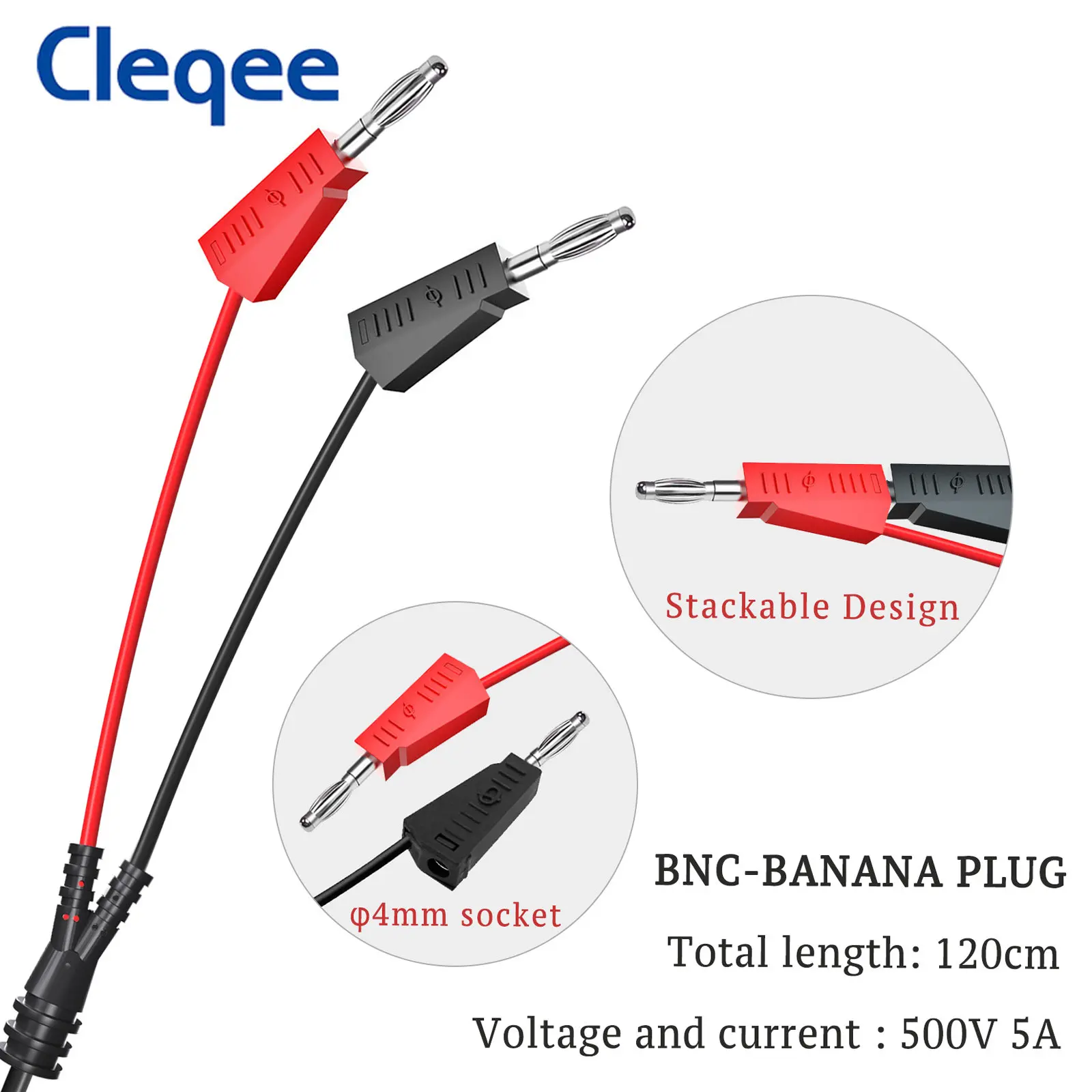 Cleqee P1197B BNC Test Leads Kit Test Hook Alligator Clip 4mm Banana Plug to Q9 Male Plug Cables Oscilloscope Probe Wire Set