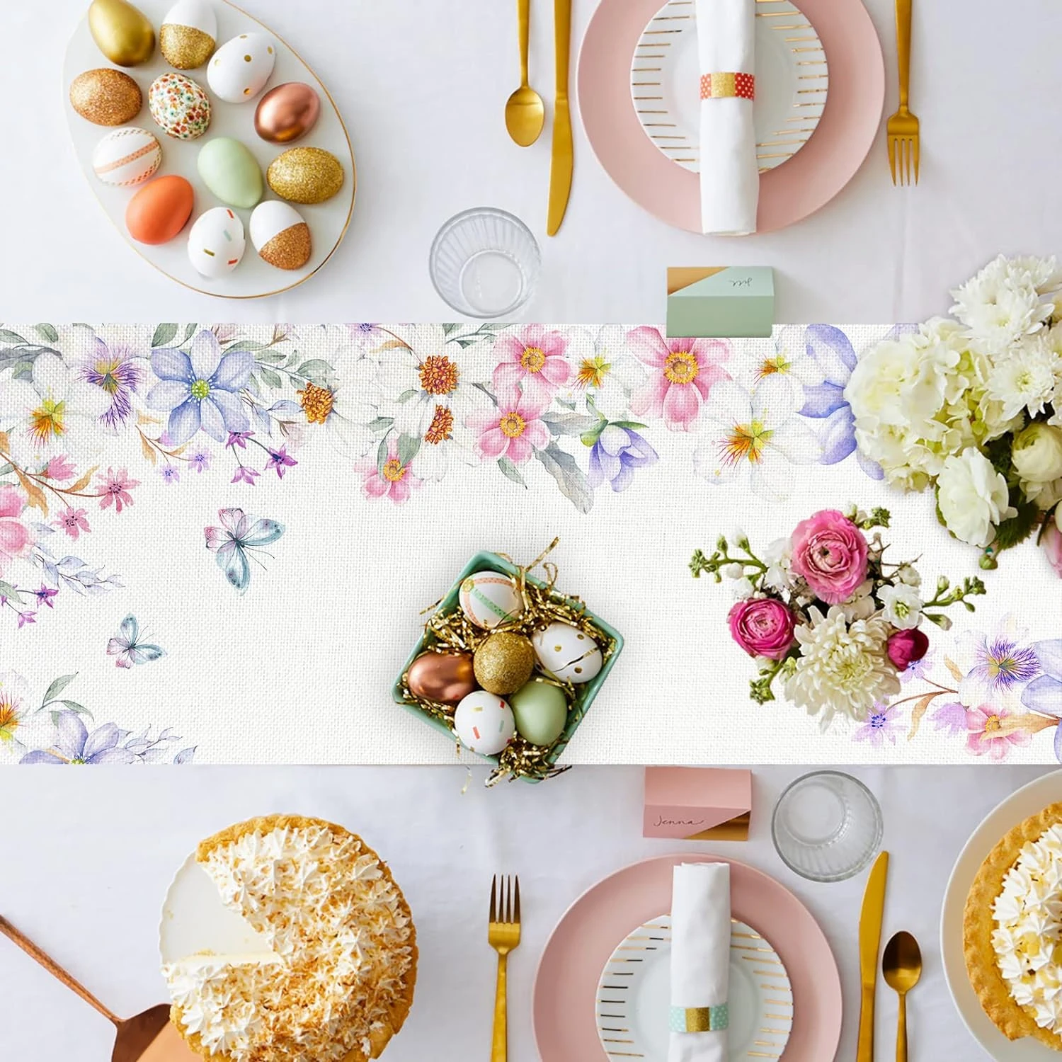 Table runner 1pc 35x185cm Floral Decorative Rustic Farmhouse Table Decoration for Kitchen Dinning Outdoor Dinner Party Decor