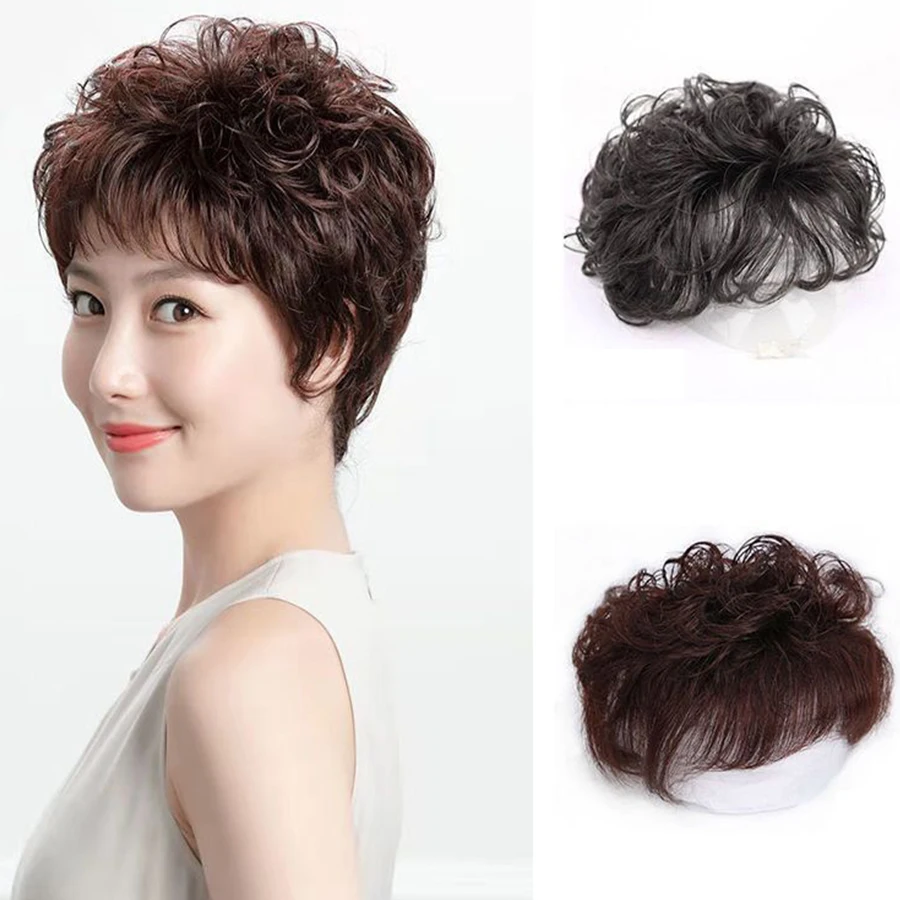 Hair Toppers Bangs 3D Air Hair Bangs Edge Clipped In Extended Hair Piece Wig Cut Top Loss to Cover Gray Increase Volume