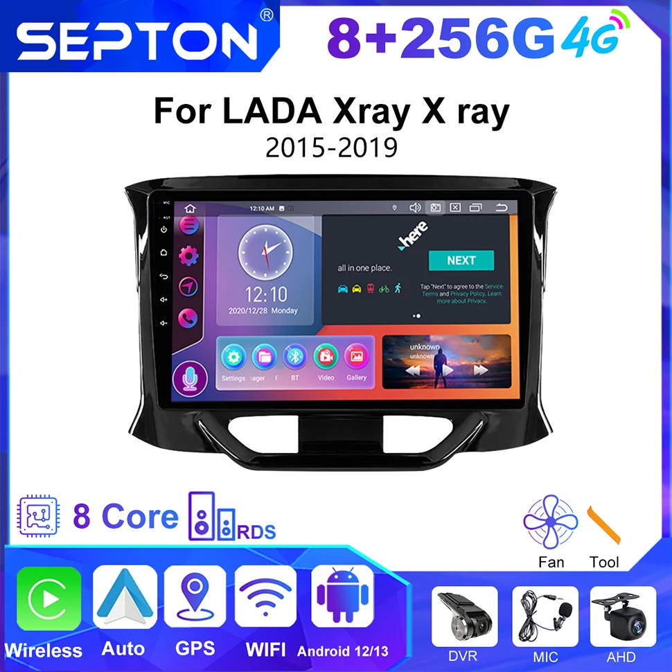 

SEPTON Android Car Stereo Radio Autoradio Stereo for LADA Xray X Ray 2015 - 2019 Multimedia Video Player 2 Din Navigation GPS 4G