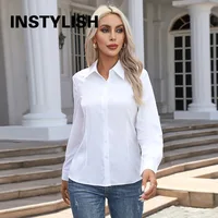 Chemise élégante pour femmes, chemisier en mousseline de soie à boutons, printemps été, décontracté, uni, manches longues, col rabattu, tuniques, chemisier OL, hauts 1