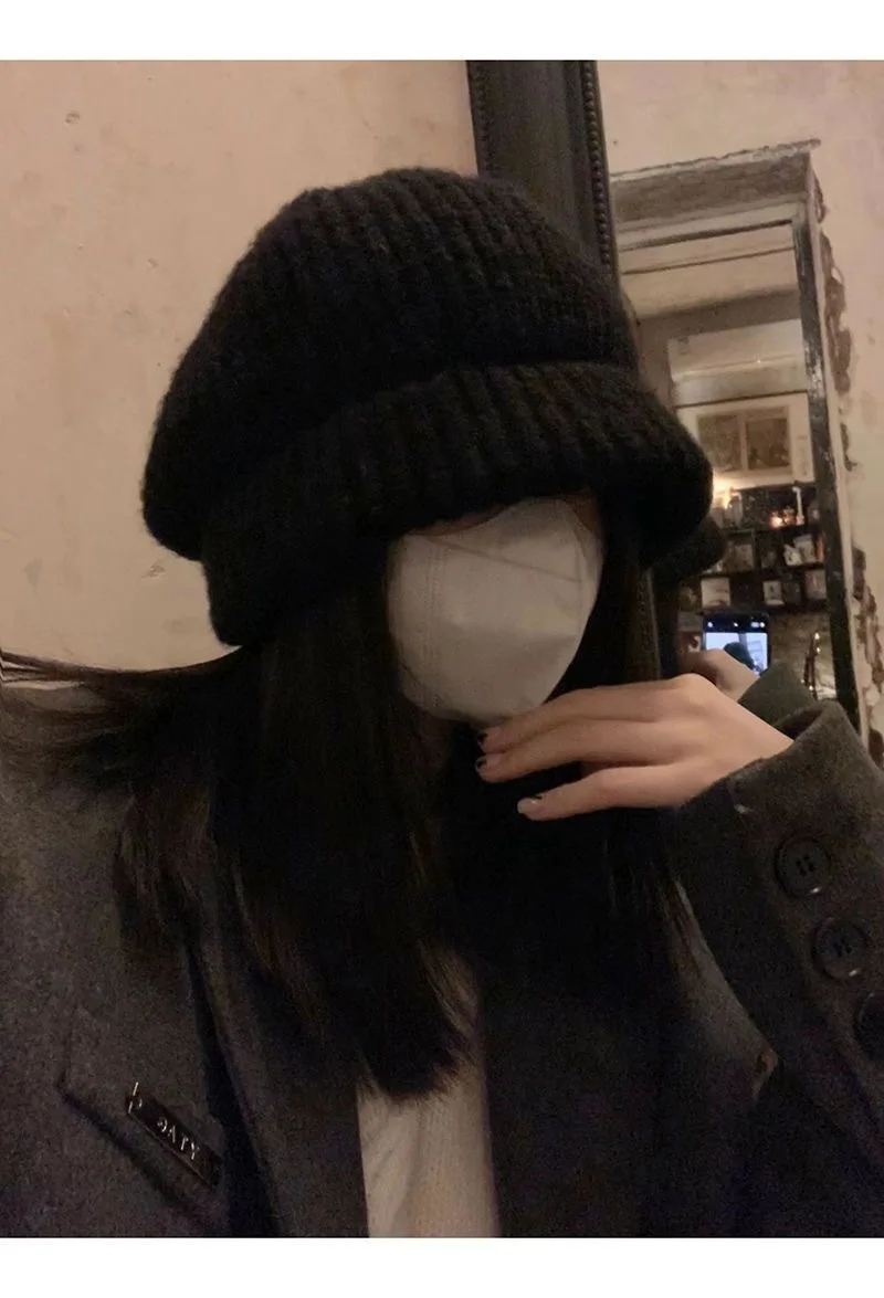 Large Size Autumn Winter Hats for Women Solid Plain Octagonal Newsboy Cap Men Ladies Casual Knitted Beret Women Painter Caps