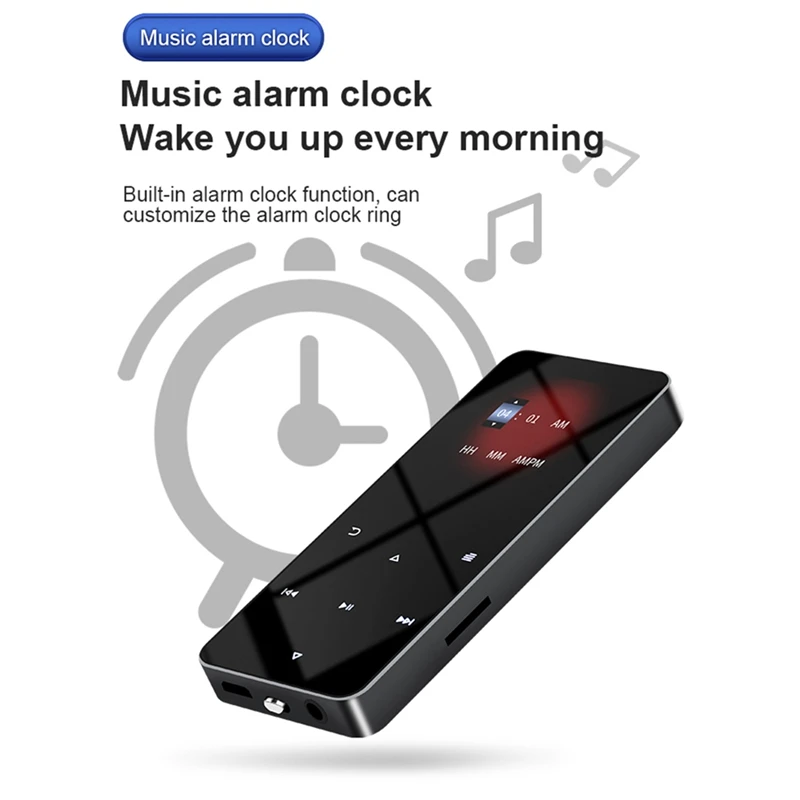 

Bluetooth MP3 MP4 Player 8G Hifi Music Player Supports Card,With FM Alarm Clock Pedometer E-Book Built-In Speaker