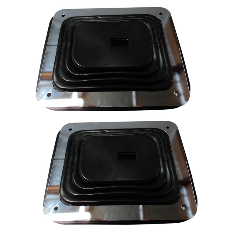 

2X For Hurst Rubber Shifter Boot With Chrome Plate 5 5/8 Inch X 6 3/4 Inch Manual Automatic 350