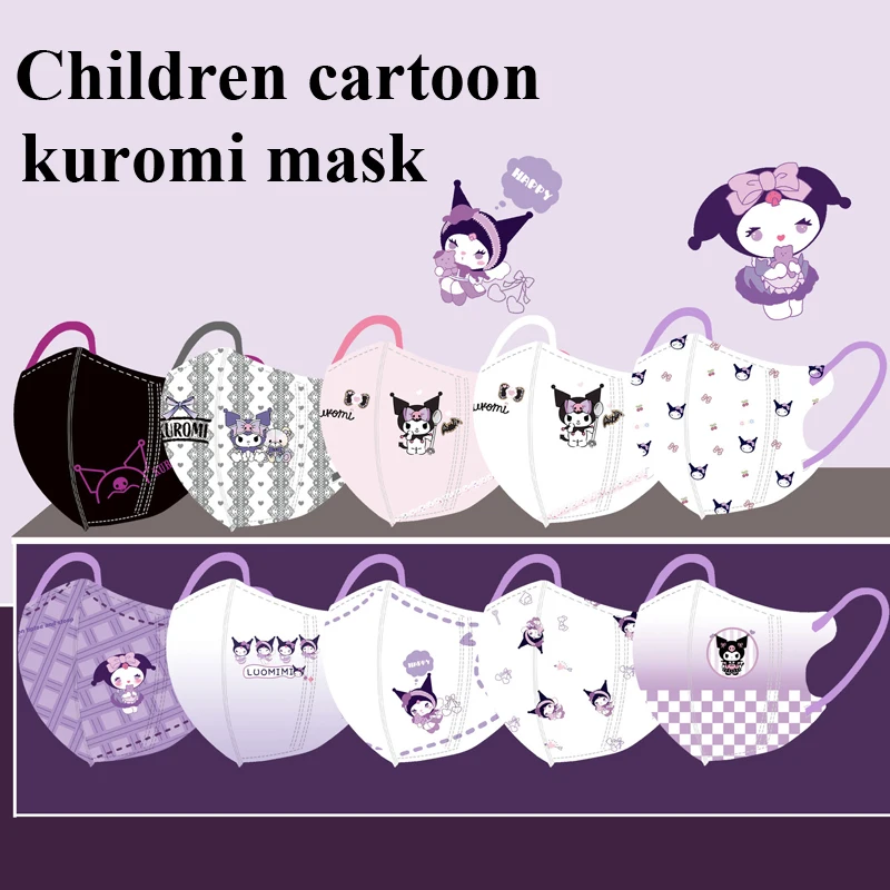 50pcs Kawaii Kuromi Children Disposable Mask Anime Cartoon Face Mouth
