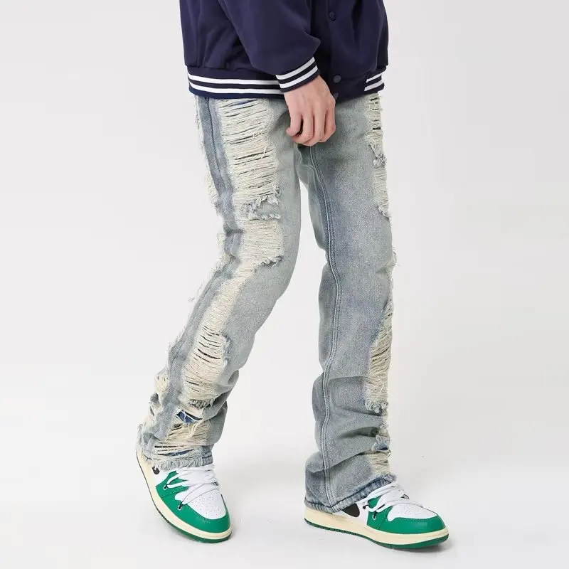 Ropa Grunge Y2K Streetwear Hole Ripped Baggy Jeans Pants Men Clothing Straight Hip Hop Gothic Denim Trousers Pantalon Homme