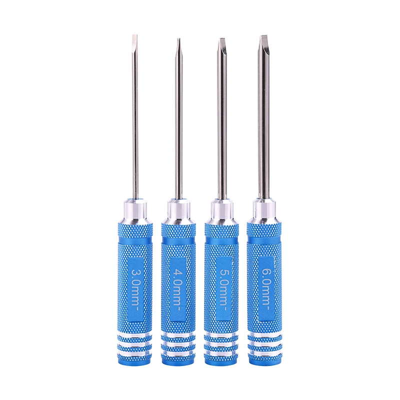 1/14 RC 자동차용 플랫 헤드 스크루 드라이버 키트, 라디오 제어 모델, 3.0mm, 4.0mm, 5.0mm, 6.0mm, 4 개