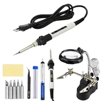 60W/80W Adjustable Temperature Electric Soldering Iron 220V 110V Soldering Iron Accessories Magnifying Glass Set 1
