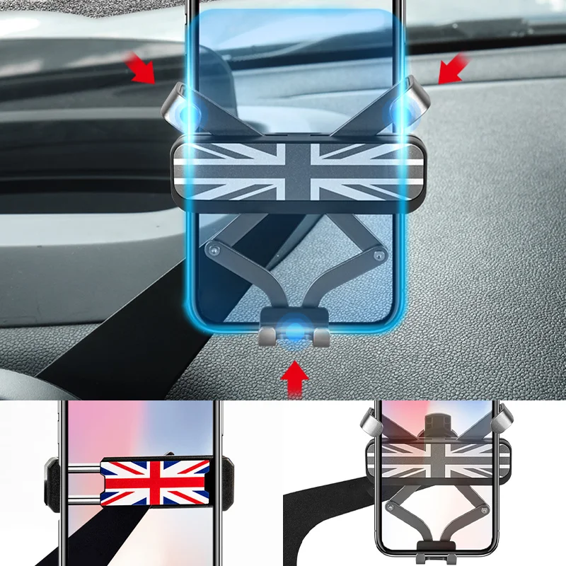 F54 F55 F56 F57 Union Jack 360° Rotation Car Dashboard Phone Holder For