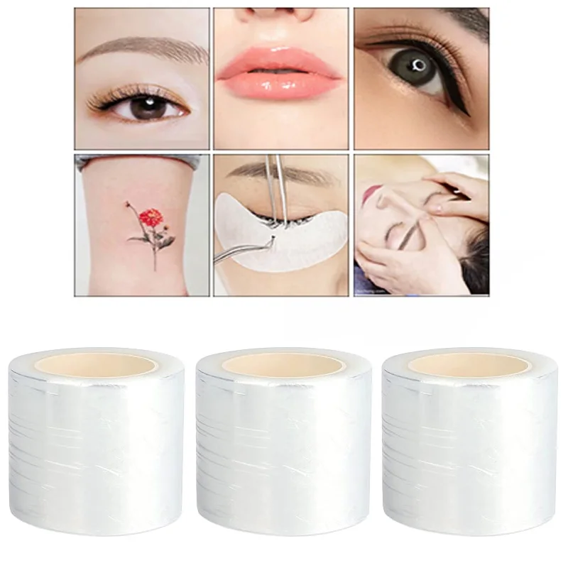 Tattoo Healing Film 5 rolls Disposable Eyebrow Tattoo Plastic Wrap Preservative Film Lips Permanent Makeup Cling Wrap Cover Tape