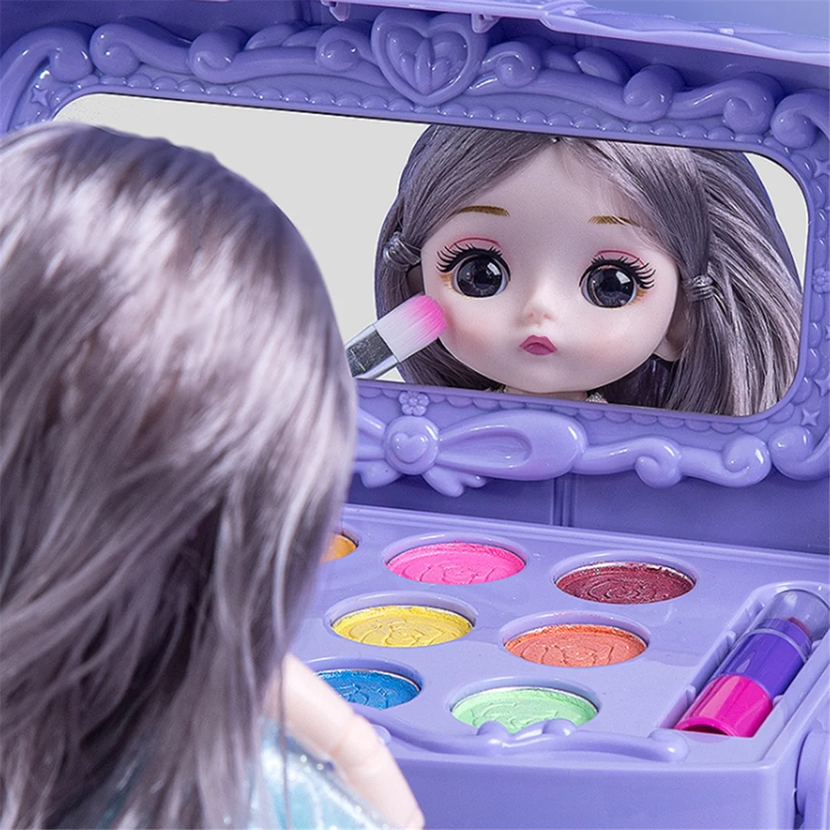 BAAU Princess Cosmetic Toy Set Safe Cosmetic Toy for Girl Non-Toxic Beauty Set Washable Fashion Makeup Birthday Gift
