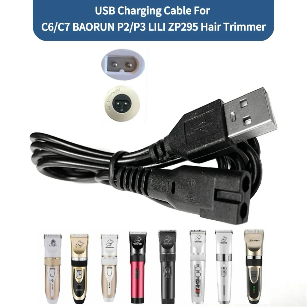 Electric Hair Trimmer Pet Grooming Clipper Pet Clipper USB Charging Cable For C6/C7 BAORUN P2/P3 LILI ZP295 Professional Hair Trimmer Electric Hair Clipper Charging
