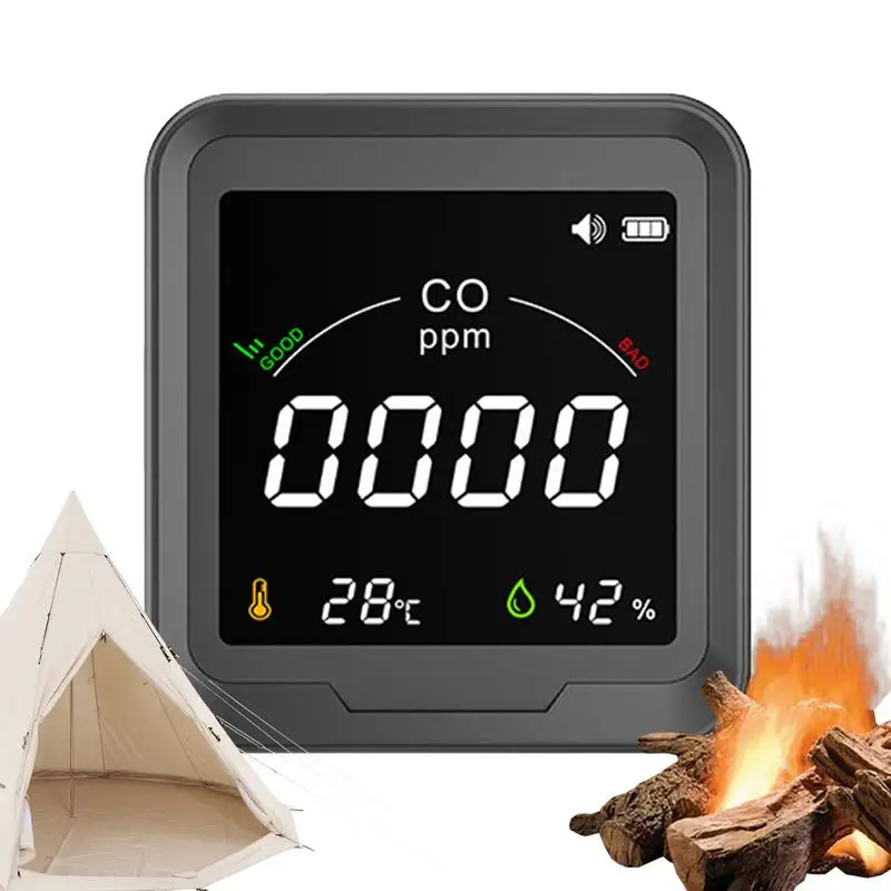 

Carbon Monoxide Detectors Portable 3 In 1 CO Detector Temperature Humidity Meter with Alarm Accurate 0-500PPM Digital Camping