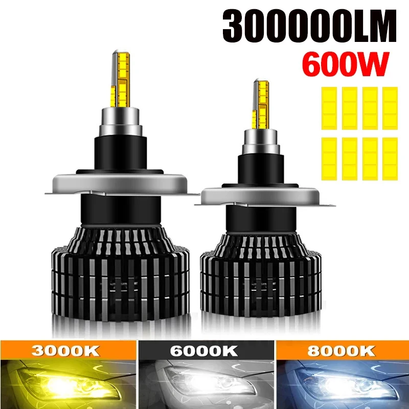 

2Pcs H7 H4 LED 360 H1 H3 8 Side 400000LM 620W HB3 HB4 9012 Led H8 H9 H11 9005 9006 Car Headlight Bulbs Auto Fog Lamps 6000K