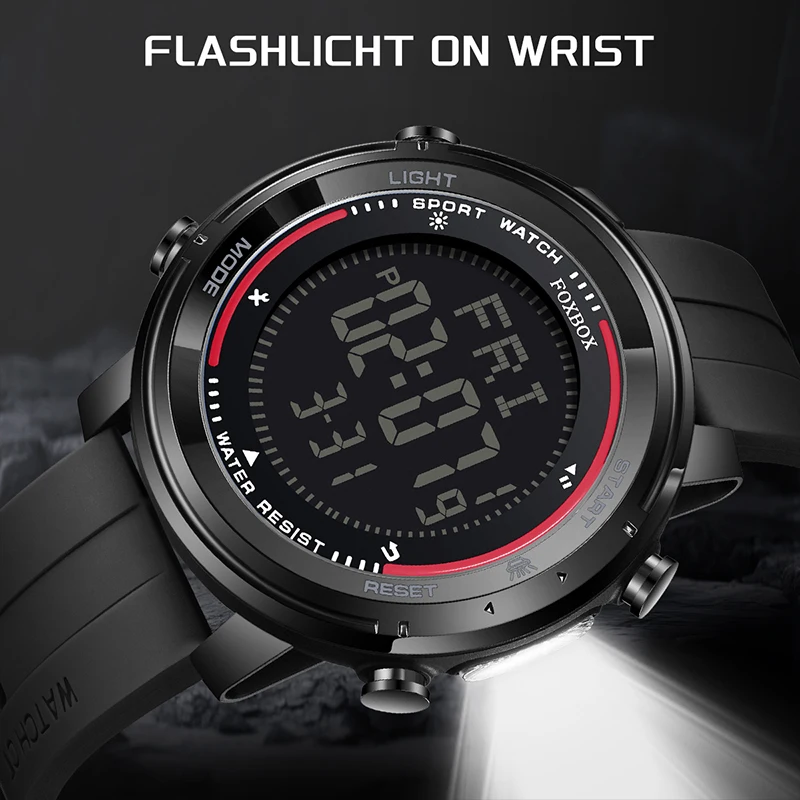 Fashion Men Watches LED Luminous Calendar Mens Digital Watch Waterproof Outdoor Sport Flashlight Chronograph Electronic Watches 4