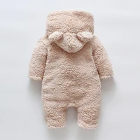 Lamb hair cartoon bear embroidered baby jumpsuit winter new girl baby long sleeved crawling suit thickened girl 4