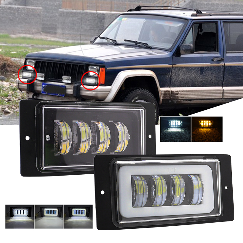 1 Pair Fog Light Led DRL Anti-Fog Headlight White Amber Angel Eyes Ring for Lada VAZ 2110 2111 2112 2113 2114 2115 2116 2117