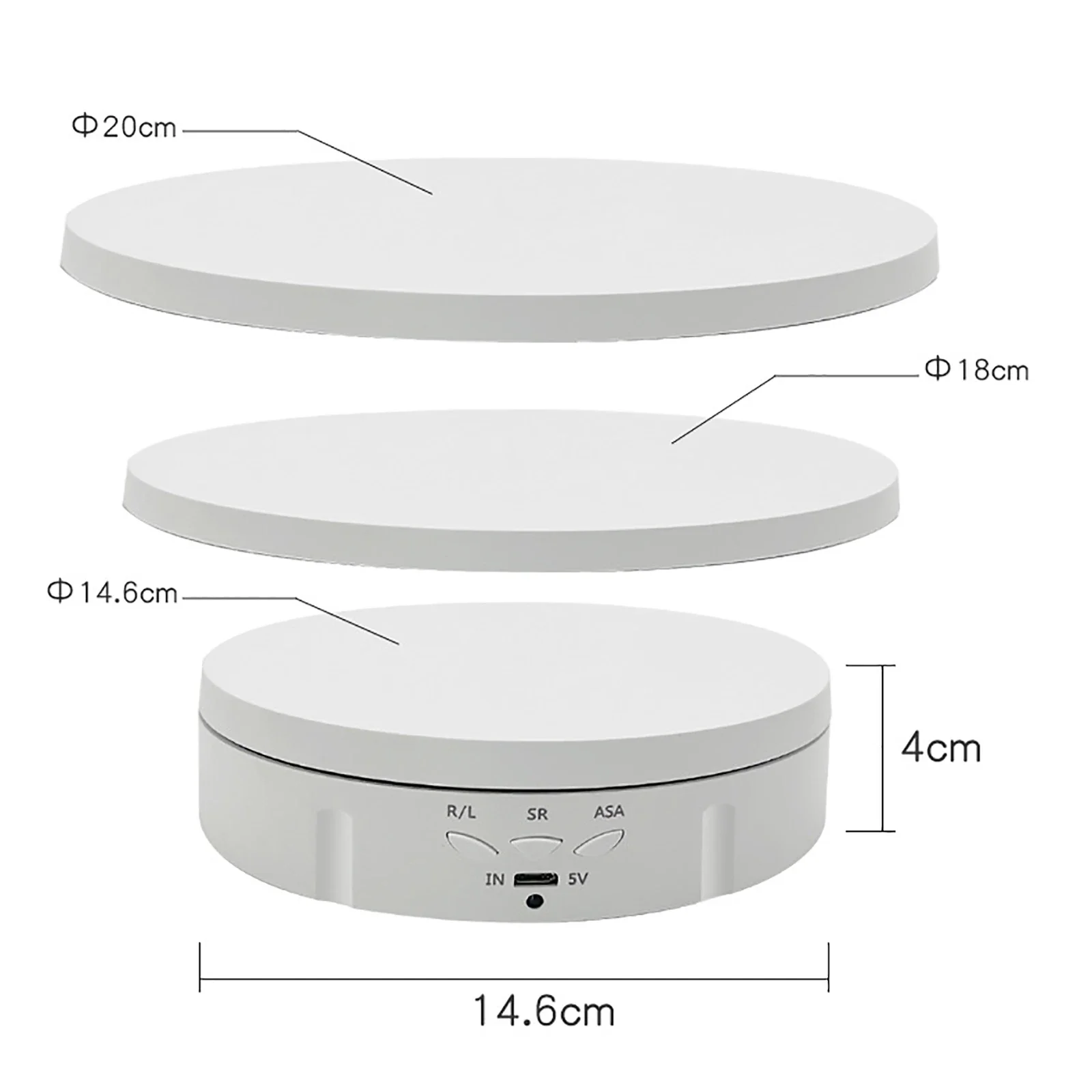 Rotating Display Stand 3 Speeds Electric Rotating 360&deg; Turntable Regulation USB Charge Display Stand for Jewelry Shoes