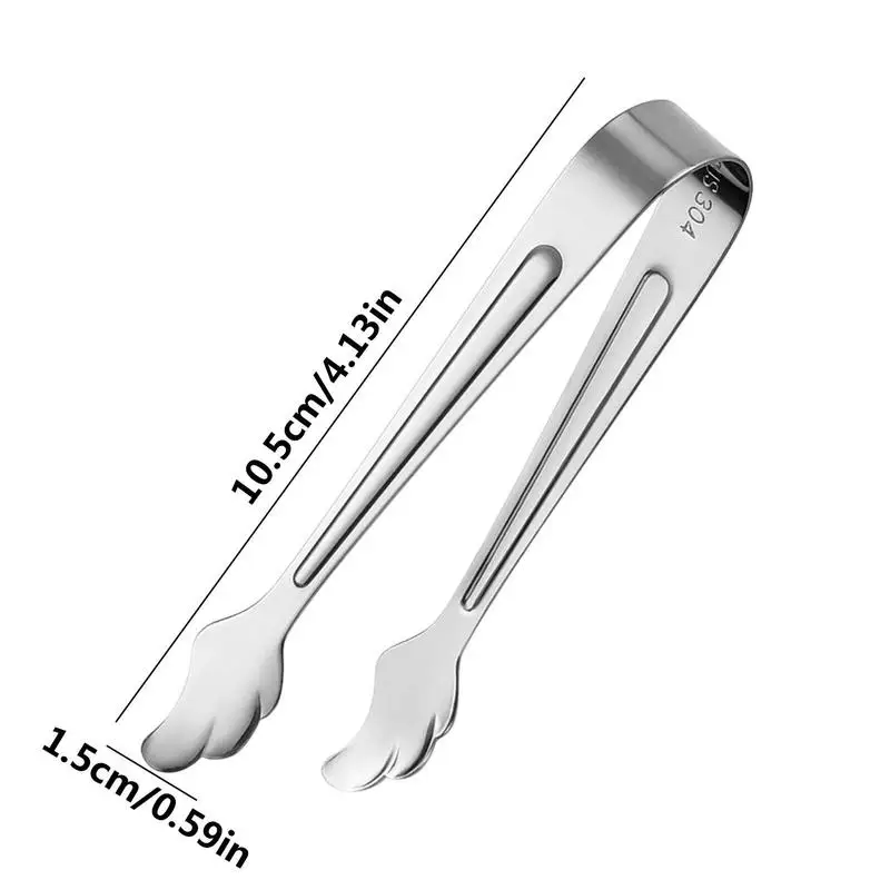 Stainless Steel Ice Cube Sugar Tongs Mini Serving Tongs For Salad Ice Non-Stick Bread Meat Fruit Clamp Kitchen Clip Tools