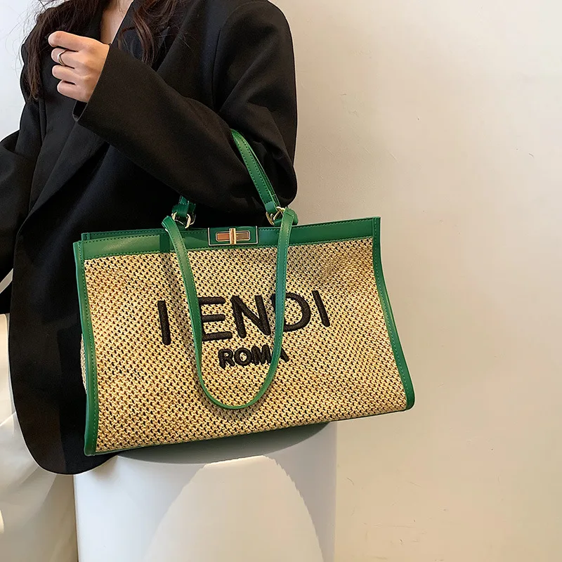 BOLSA FENDI PEEKABOO X-TOTE NATURAL RAFFIA - Bolsas de Grife