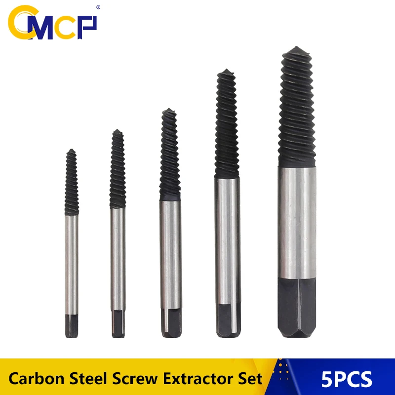 CMCP Screw Extractor Drill Bit 5pcs Carbon Steel Broken Bolt Extractor Remover Easy Out Damage Screwdriver Drill Bit