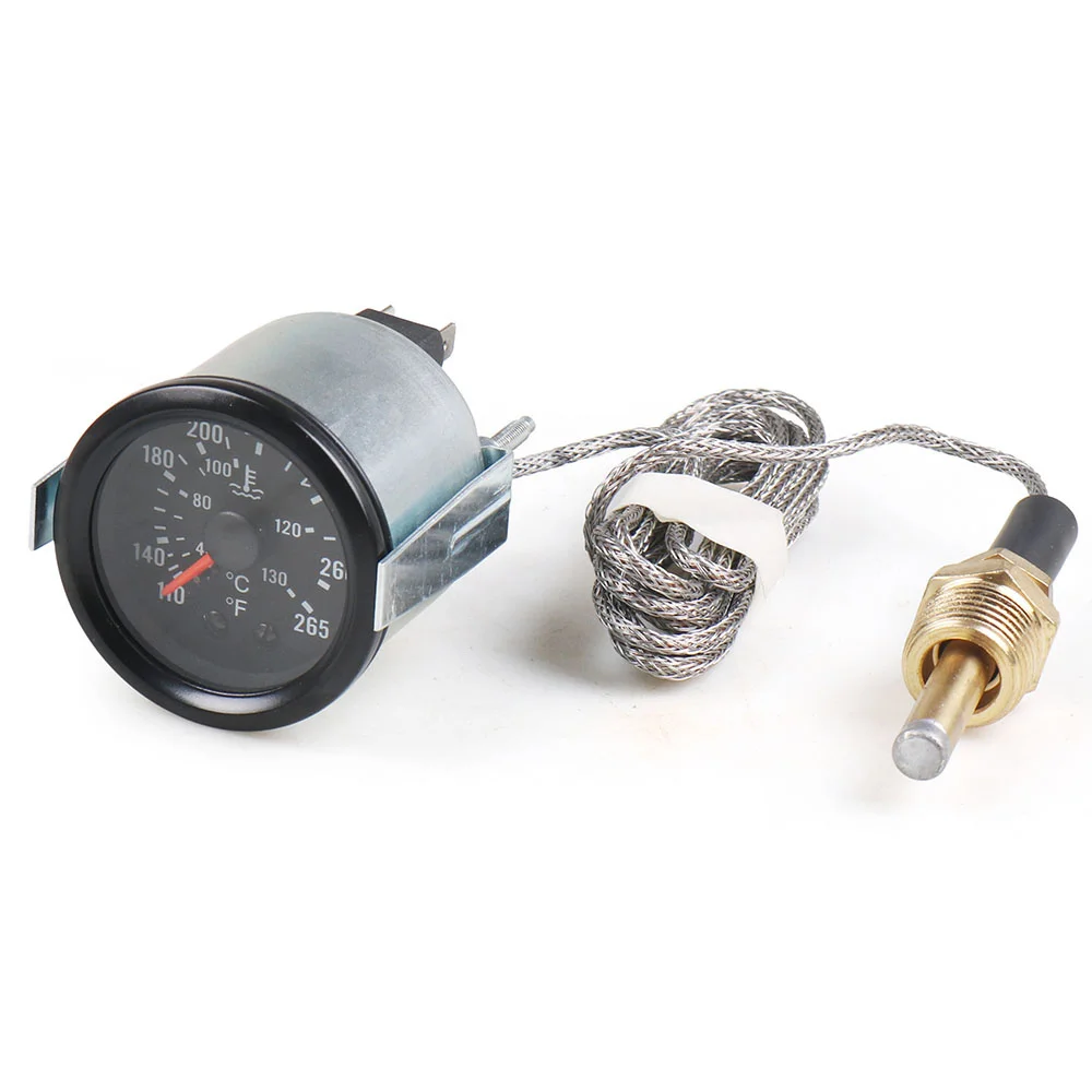 2 52MM NPT 1/2 기계식 수온 게이지 40-130 ℃ /110-265 ℉   센서가 있는 수온 12V 온도 게이지 노란불 자동차 미터