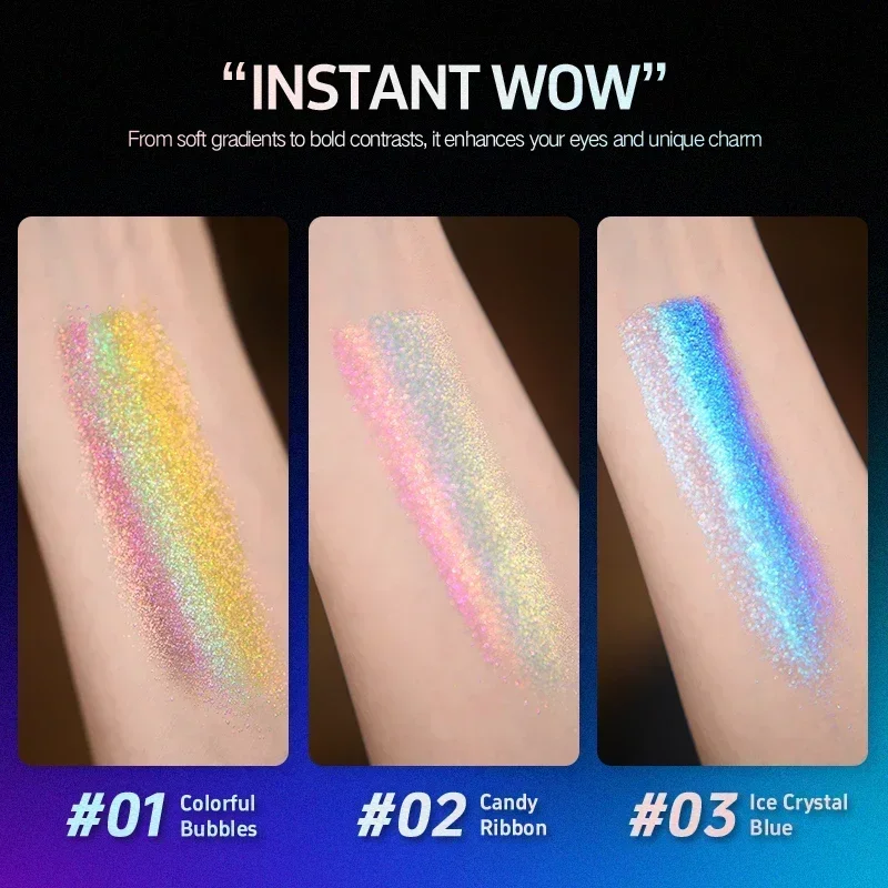 CHARMACY Rainbow Duochrome Eyeshadow 5 Colors Shimmer Multichrome Long-lasting Eye Shadow Cosmetic Makeup for Women eye shadow eye shadow plate
