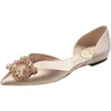 2022 Summer New Silk Rhinestone Square Button Pointed Flat Bottom Women's Shoes Hollow Fashion Crystal Wedding Shoes 5