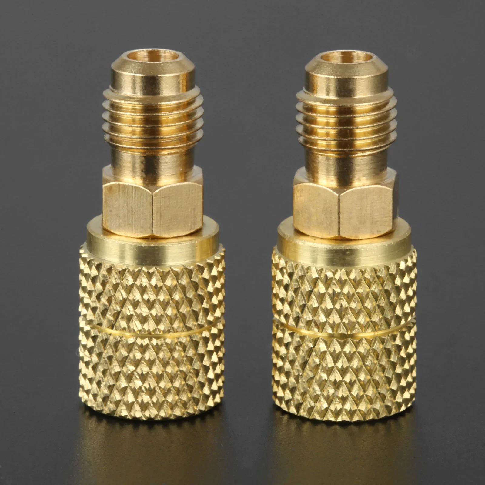 2Pcs Brass Swivel Adapter Mini Split HVAC System 1/4 Male SAE To 5/16 Female Connector for R410A Air Conditioner Refrigeration 2