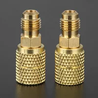 2Pcs Brass Swivel Adapter Mini Split HVAC System 1/4 Male SAE To 5/16 Female Connector for R410A Air Conditioner Refrigeration 2