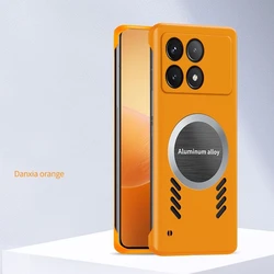 Enhanced Cooling Frameless Magnetic Back Cover - Shockproof Shell for Redmi Note13 5G (Orange)