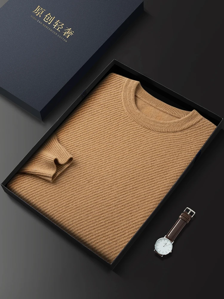 Men 100% Cashmere Knit Sweaters Warm Long Sleeve Pullovers Round Neck Male Luxury Clothing Jumper Tops Spring Fall Winter 2024 2