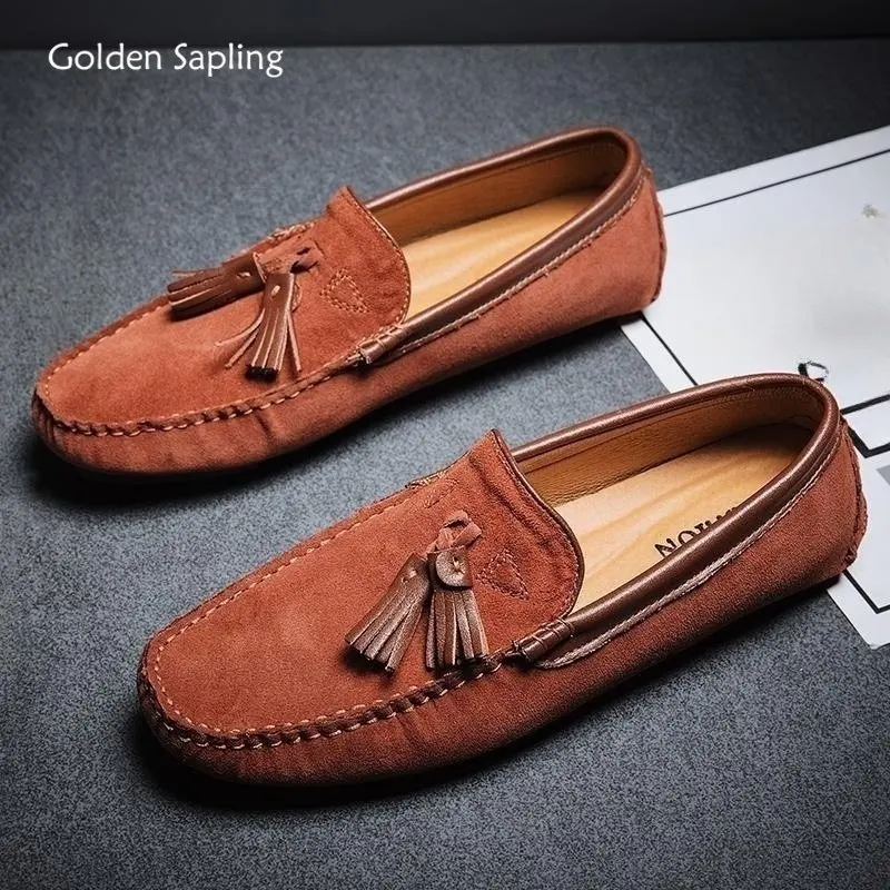 

Golden Sapling Business Man Loafers Retro Leather Men's Casual Shoes Office Formal Flats Leisure Social Shoe Male Party Moccasin