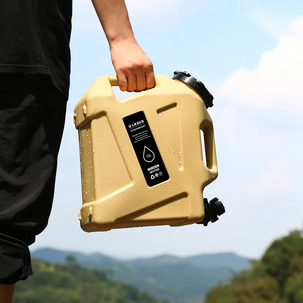12L Water Container No Leakage Portable Camping Water Jug BPA Free Emergency Water Tank with Spigot for Camping Hiking Emergency