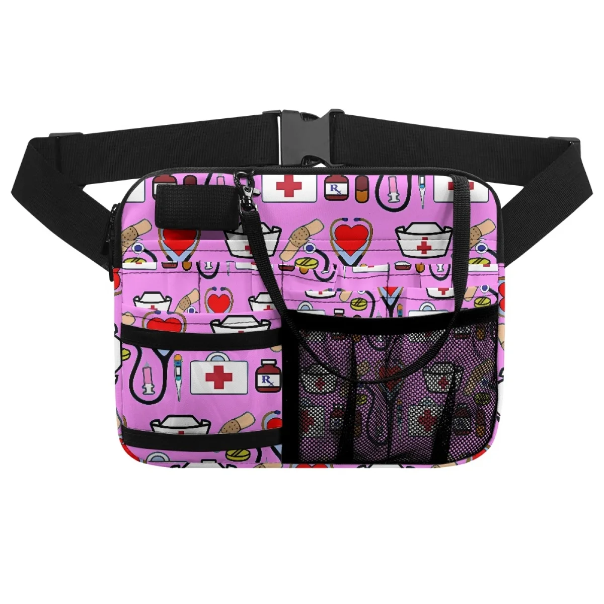 

New Medical Equipment Hospital Nurse Pattern Large Capacity Soft Satchel Pocket Zippers Waistpack Dirt Resistant Crossbody Bag