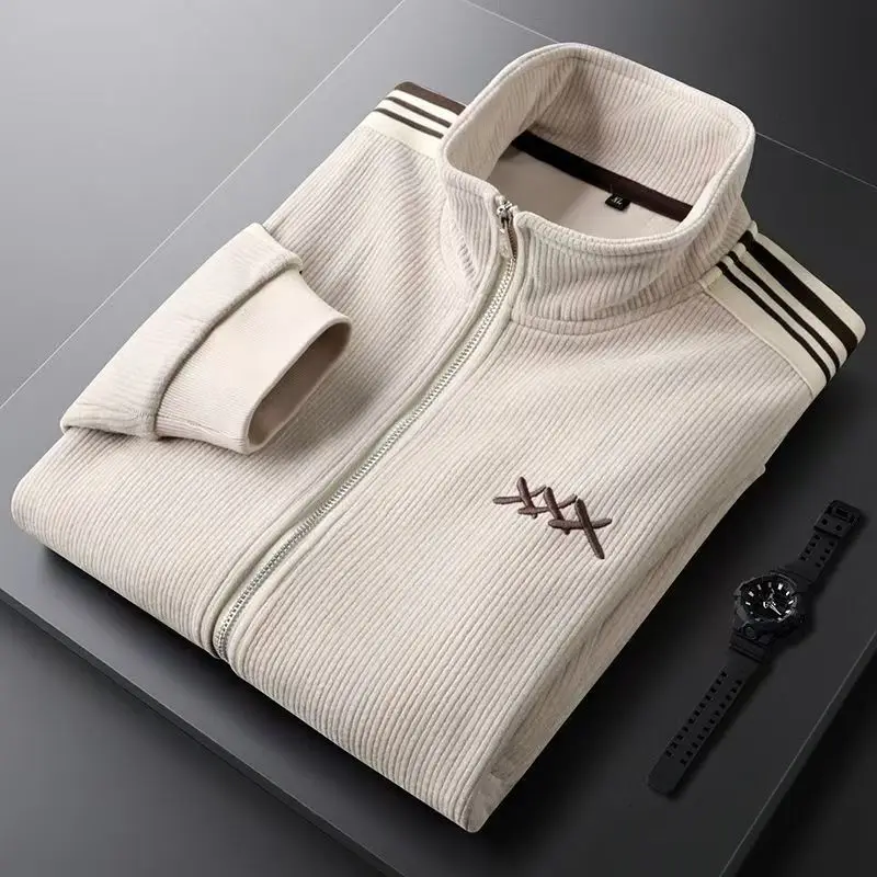 Autumn Winter warm sports Men Sets suit for men zipper stand-up collar cardigan jacket straight leg sweatpants two-piece set 4