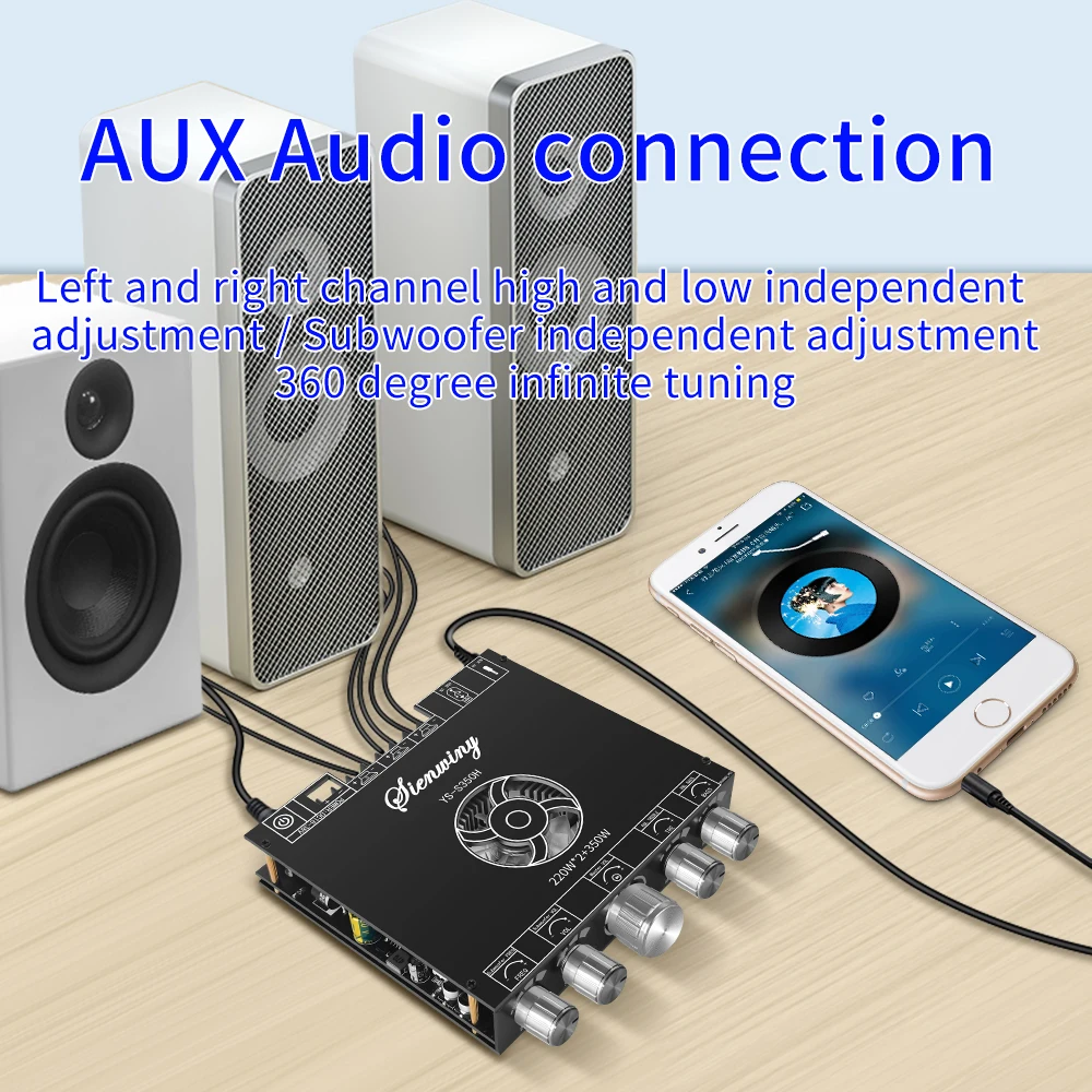 EGOLDEN YS-S350H 2.1 channel TPA3255 Bluetooth power amplifier module subwoofer 220W * 2+350W super 749 8E