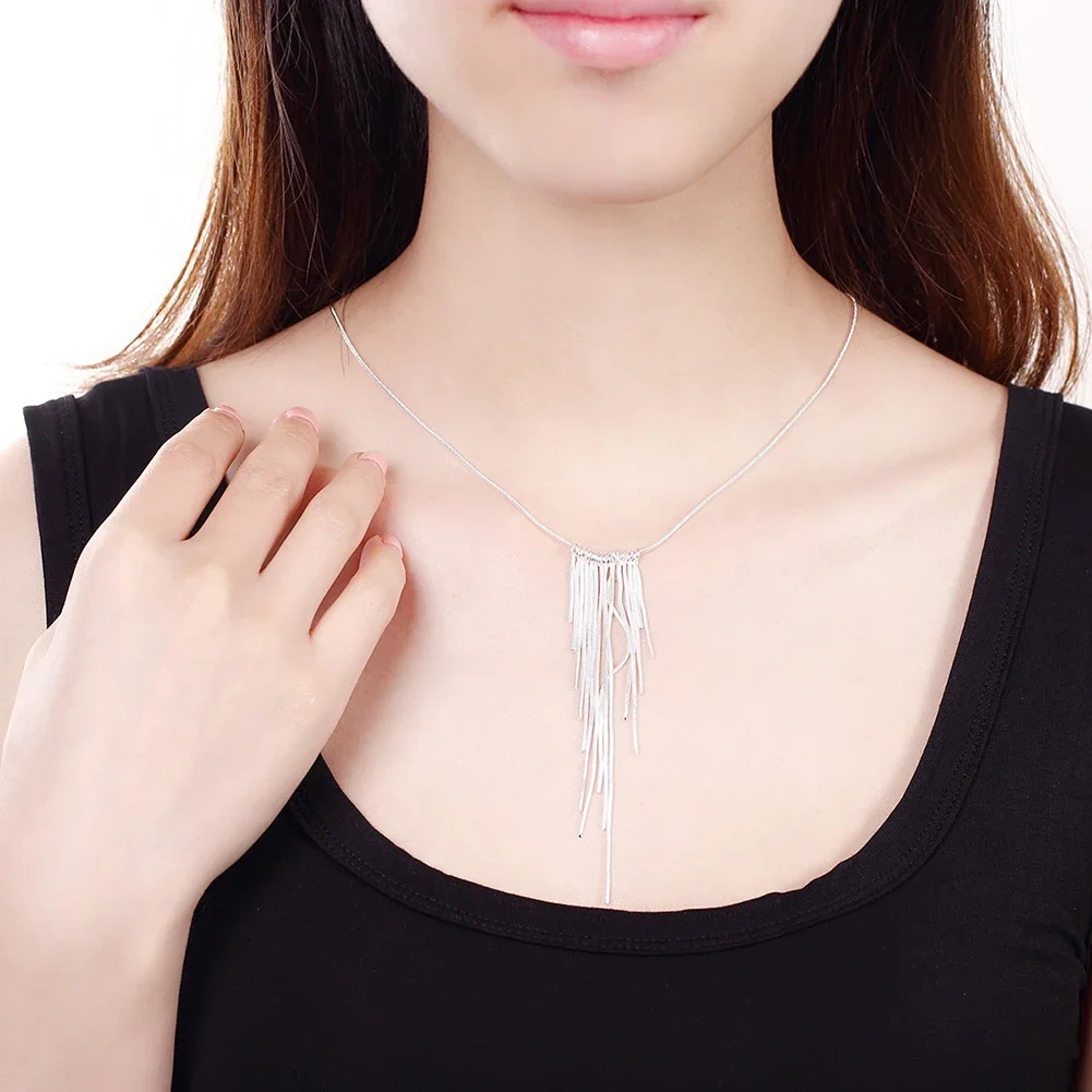 925 Sterling Silver Wild tassel snake chain wicker Necklace for women Fashion Party Wedding Accessories Jewelry Christmas Gifts