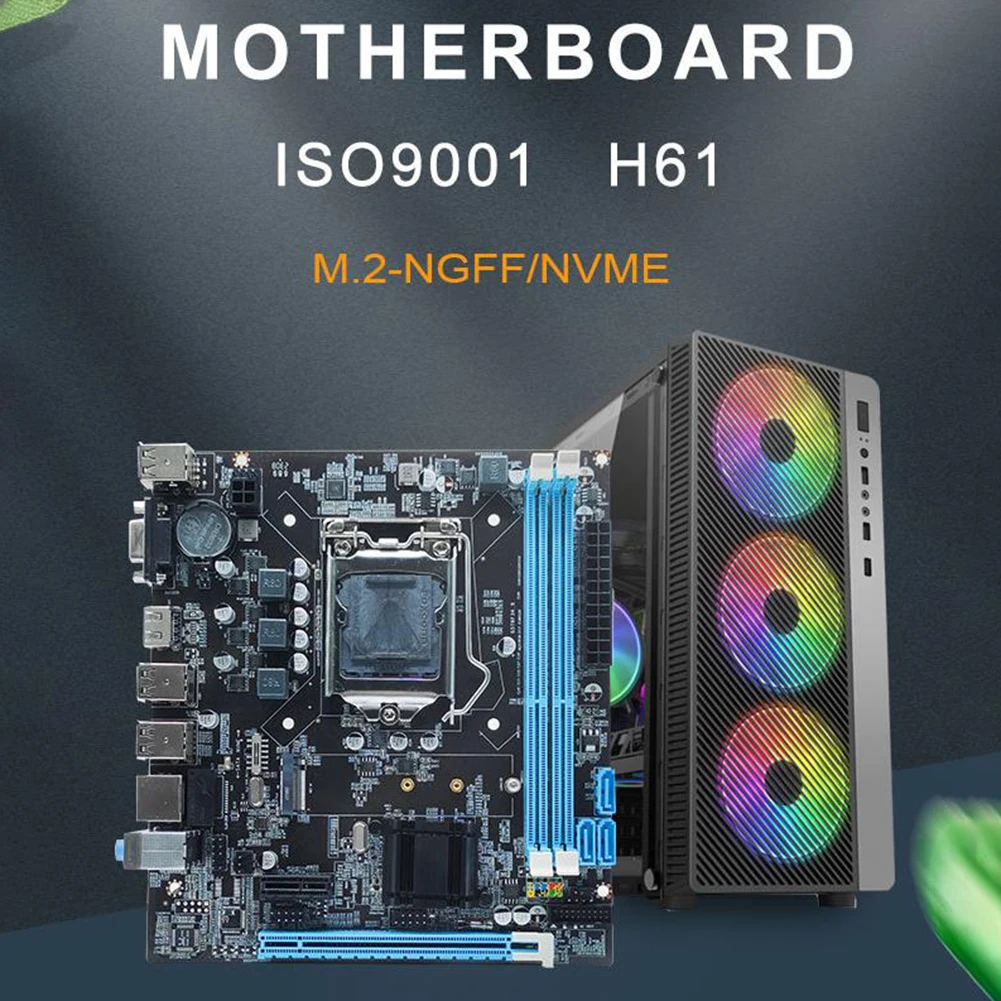 H61 PC Main Board LGA1155 Socket I3/I5/I7 CPU Computer MainBoard Support 2 X DDR3 4 X SATA 2.0 Realtek 10/100 Mbps LAN Onboard
